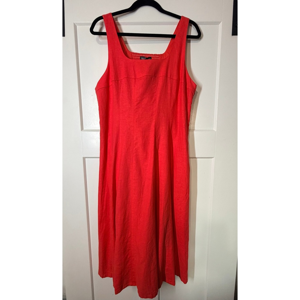 Simply Vera Vera Wang Midi Dress Women XL Coral NWT Smocked Back Square Neck